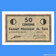 Billetes locales: TORÁ (LLEIDA) 50 CTS SC ESCASO