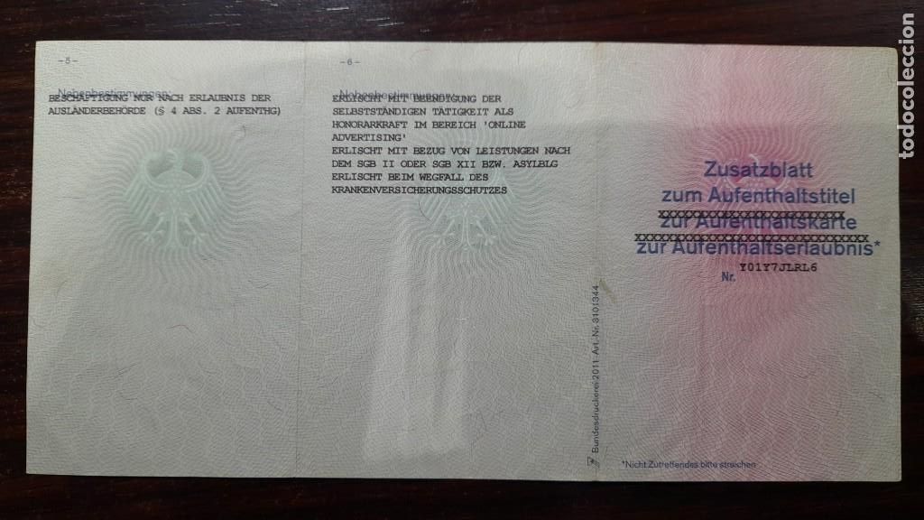 Antigua Tarjeta De Permiso De Residencia Aleman Comprar Billetes antigua-tarjeta-de-permiso-de-residencia-aleman-comprar-billetes