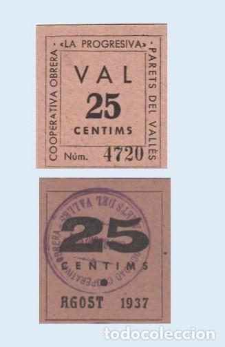 Billetes locales: 25 CENTIMOS COOP. OBRERA LA PROGRESIVA . PARETS DEL VALLES ( MB2141 ) - Foto 1
