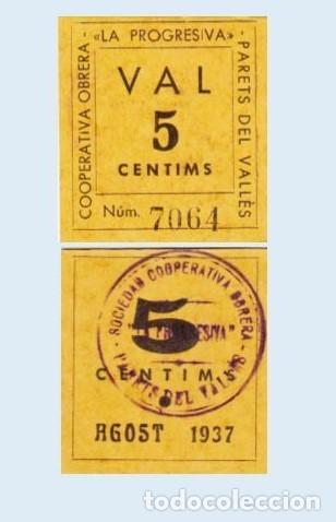 Billetes locales: 5 CENTIMOS COOP. OBRERA LA PROGRESIVA . PARETS DEL VALLES ( MB2143 ) - Foto 1
