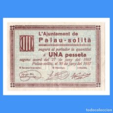 Billetes locales: PALAU-SOLITÀ (BARCELONA) SERIE DE 2 BILLETES EBC+ 1 PTA Y 50 CTS. Lote 334997468