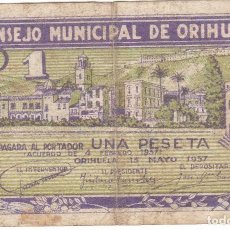 Banconote locali: BILLETE DE 1 PESETA DEL CONSEJO MUNICIPAL DE ORIHUELA DEL AÑO 1937 - ALICANTE. Lote 341829243