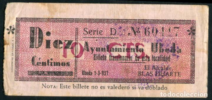 Billetes locales: UBEDA (JAEN) - 10 CENTIMOS 1937 - Foto 1
