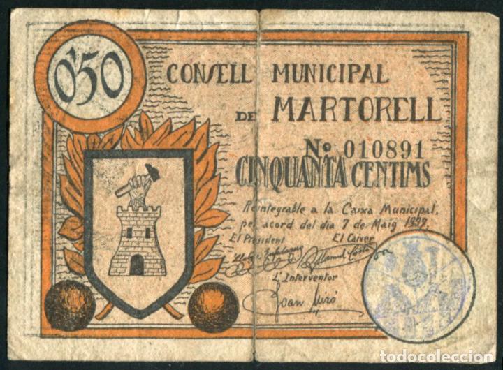 Billetes locales: MARTORELL (BARCELONA) - 50 CENTIMOS 1937 - Foto 1