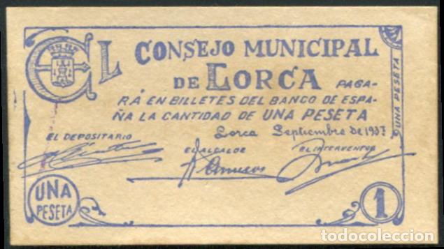 Billetes locales: LORCA (MURCIA) - 1 PESETA 1937 - Foto 2
