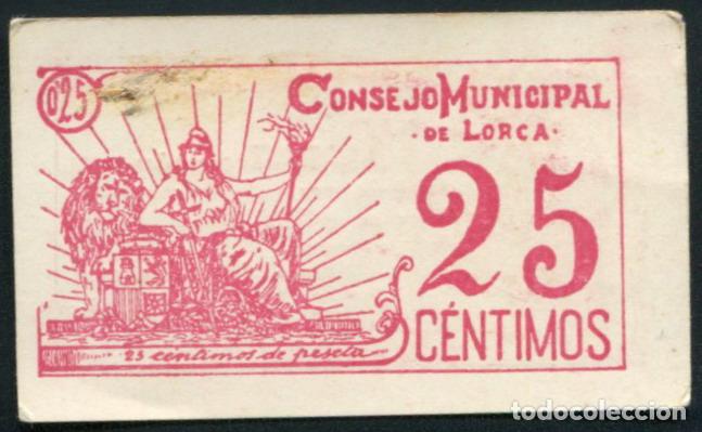 Billetes locales: LORCA (MURCIA) - 25 CENTIMOS 1937 - Foto 1