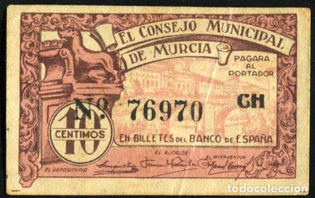 Billetes locales: MURCIA - 10 CENTIMOS 1937 - SERIE CH - Foto 1