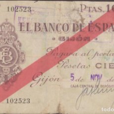 Billetes locales: BILLETES LOCALES - GIJÓN (ASTURIAS) 100 PESETAS 1936 - PG-407 (BC). Lote 360486615