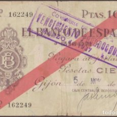 Billetes locales: BILLETES LOCALES - GIJÓN (ASTURIAS) 100 PESETAS 1936 - PG-407 (MBC-). Lote 360487585