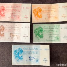 Billetes locales: BILLETES AXARCOS , MÁLAGA , VÉLEZ MÁLAGA , JUEGO COMPLETO CON LA MISMA SERIE