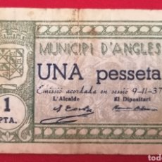 Billetes locales: ANGLES. GIRONA. 1 PESSETA. NOVIEMBRE 1937. Lote 362066980