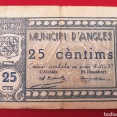 Billetes locales: ANGLES. GIRONA. 25 CENTIMS. NOVIEMBRE 1937. Lote 362067150