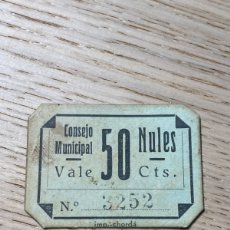 Billetes locales: NULES CASTELLON. 50 CTS. Lote 365712391