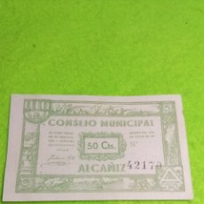 Billetes locales: BILLETE DE 50 CENTIMOS DEL CONSEJO MUNICIPAL DE ALCAÑIZ.. Lote 366819126