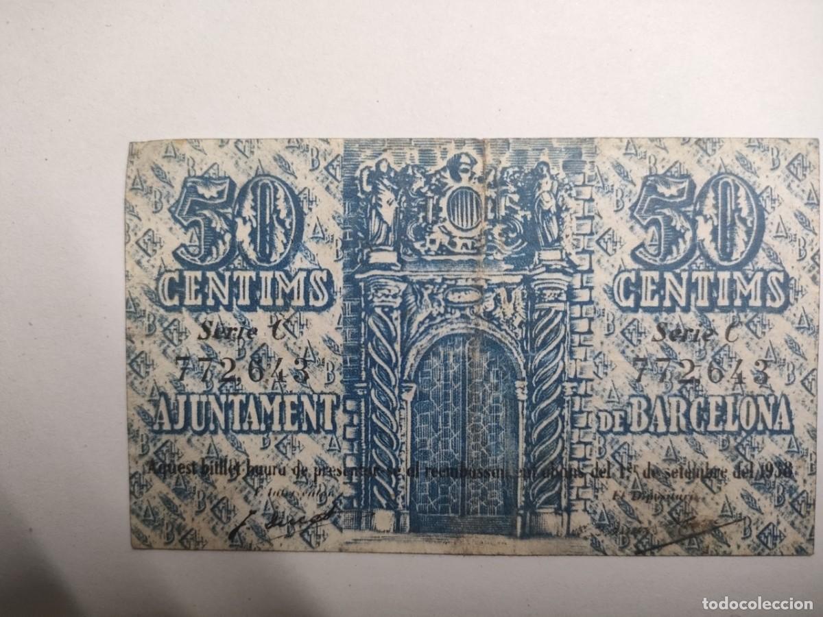 Billetes locales: AJUNTAMENT DE BARCELONA - CINQUANTA CENTIMS - Foto 2