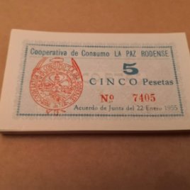Taco 70 billetes correlativos 5 pst Coop. La Paz Rodense