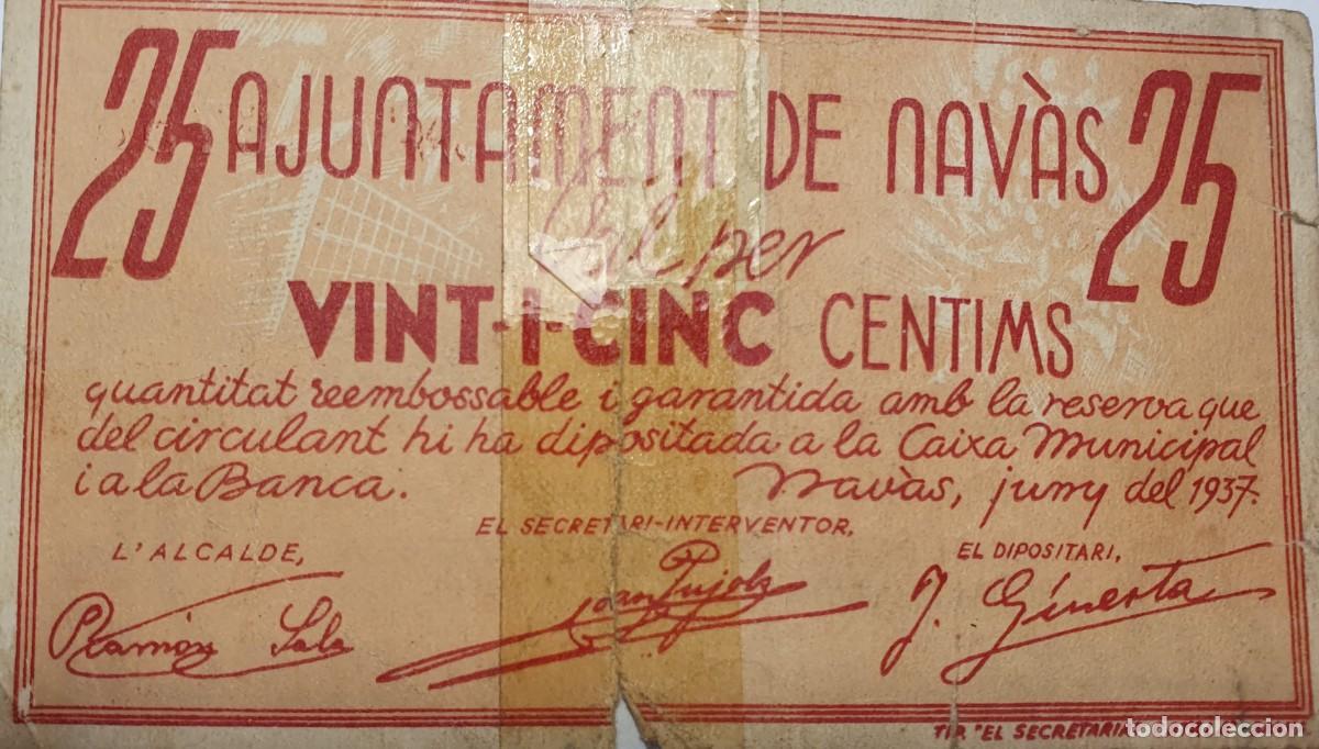 Billetes locales: Billete local NAV&Agrave;S 25 Cts. - Foto 2