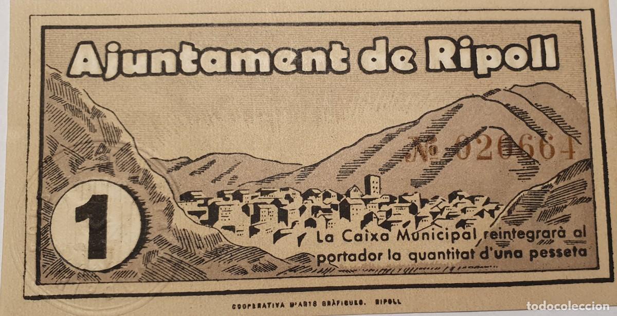 Billetes locales: Billete local RIPOLL 1 Pta. - Foto 1