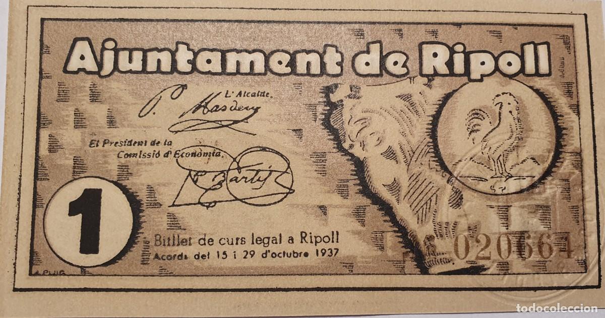 Billetes locales: Billete local RIPOLL 1 Pta. - Foto 2