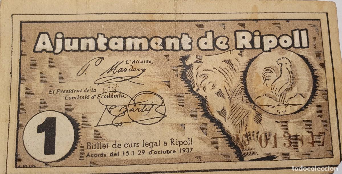 Billetes locales: Billete local RIPOLL 1 Pta. - Foto 1