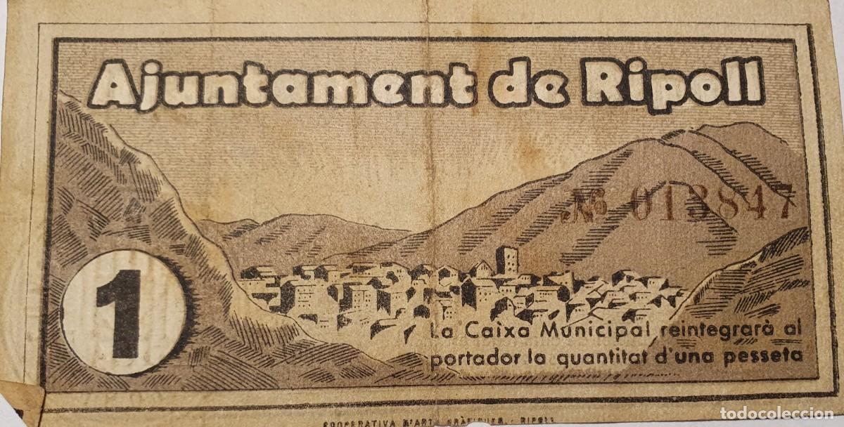 Billetes locales: Billete local RIPOLL 1 Pta. - Foto 2