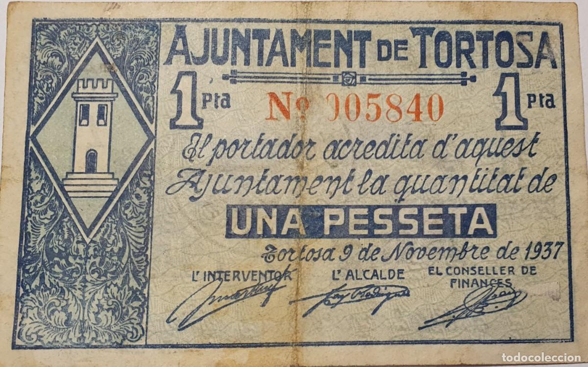 Billetes locales: Billete local TORTOSA 1 Pta. - Foto 1