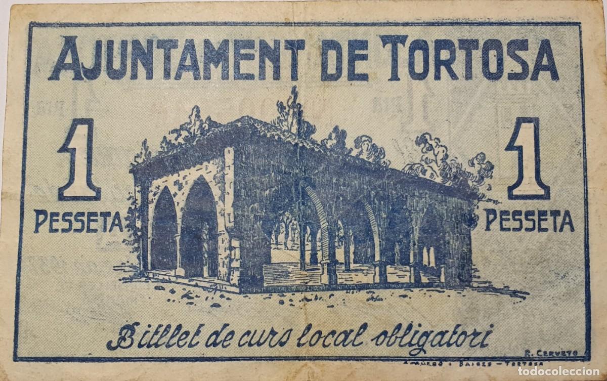 Billetes locales: Billete local TORTOSA 1 Pta. - Foto 2