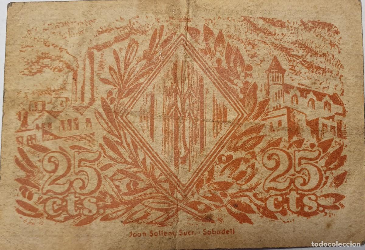 Billetes locales: Billete local SABADELL 25 Cts. - Foto 2