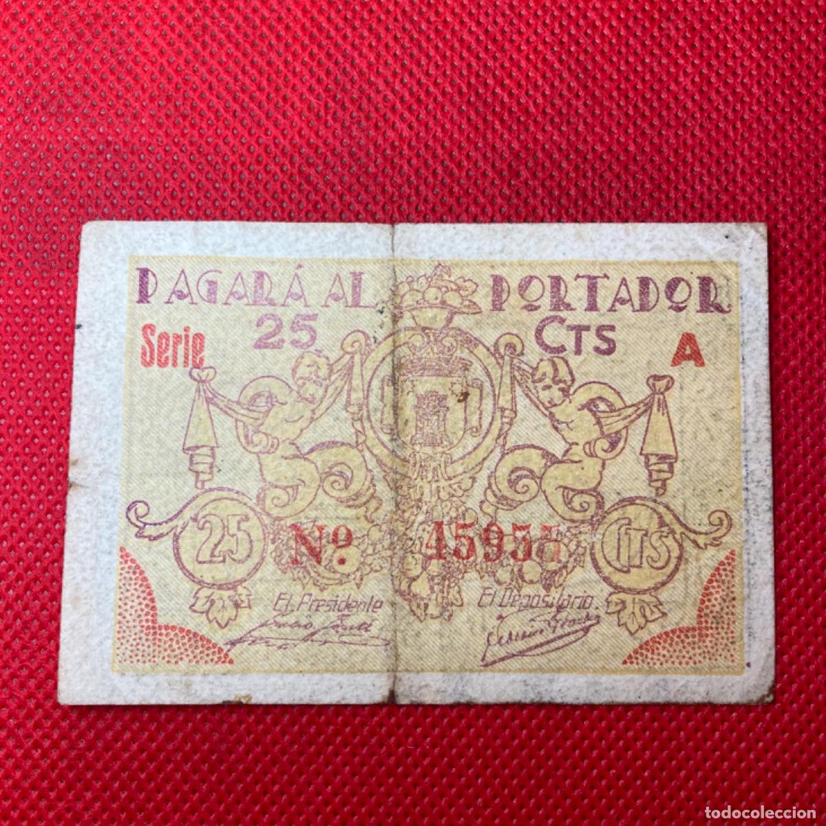 Billetes locales: Utiel - 25 Centimos - 1937 - Foto 2