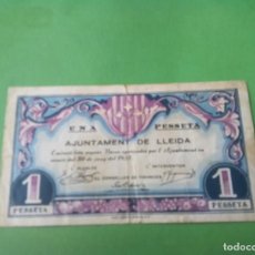 Billetes locales: LLEIDA BILLETE DE 1 PTS AJUNTAMENT ,1937 , VER. Lote 396853429