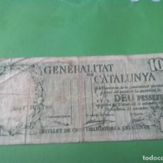 Billetes locales: BILLETE DE 10 PTS GENERALITAT DE CATALUNYA 1936 , CIRCULADO ,DIFICIL , VER