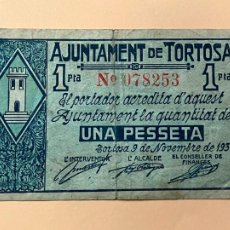 Banconote locali: BILLETE LOCAL AJUNTAMENT DE TORTOSA - 1 PESSETA 1937