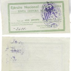 Banconote locali: POBLA DE SEGUR **EJERCITO NACIONAL -ARRIBA ESPAÑA** VALE POR UNA UNA PESETA
