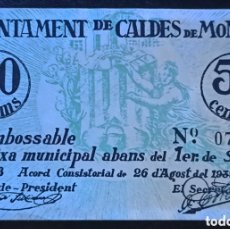 Billetes locales: BILLETE LOCAL 50 CÉNTIMOS CALDES DE MONTBUI GUERRA CIVIL EBC. Lote 401298024
