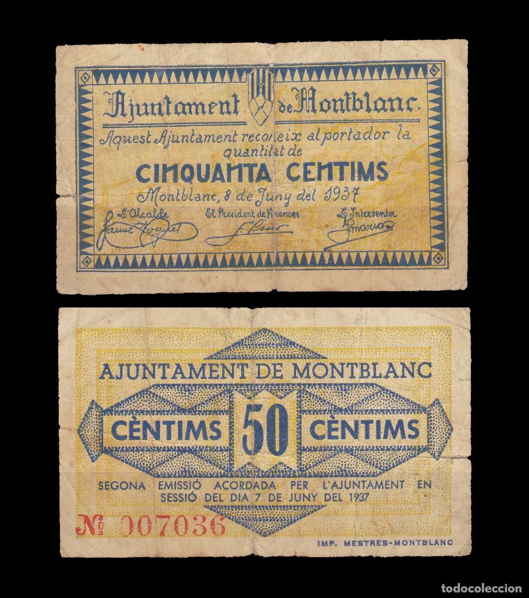 Billetes locales: MONTBLANC - 50 CENTIMOS , JUNIO 1937 - AYUNTAMENT - Foto 1