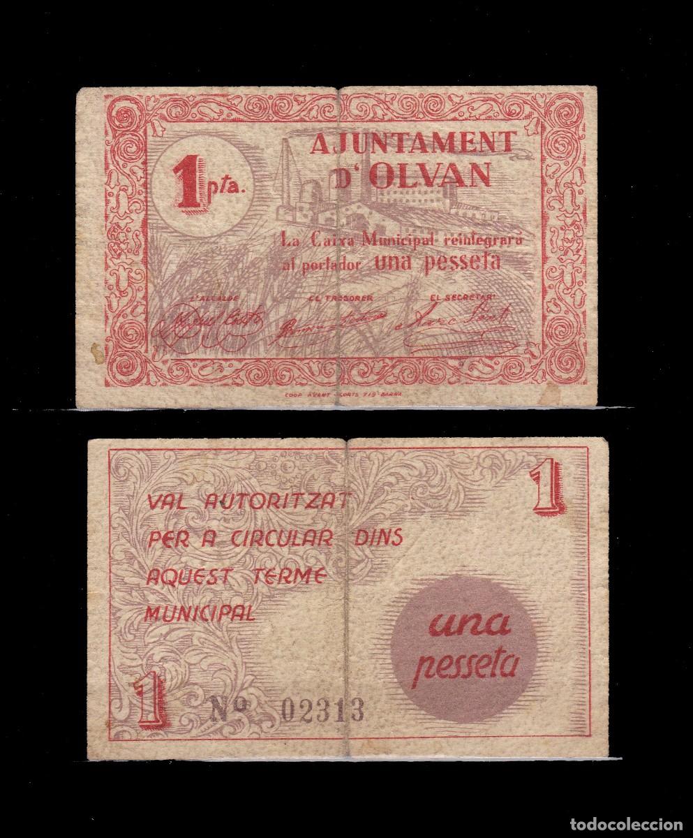 Billetes locales: OLVAN- 1 PESETA , , AYUNTAMENT - Foto 1