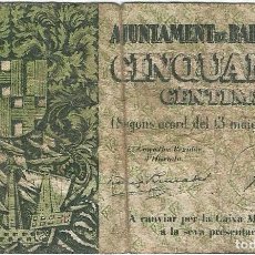 Banconote locali: ESPAÑA - SPAIN 50 CÉNTIMOS 1937 BARCELONA G-6520