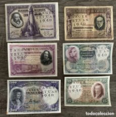 Billetes locales: LOTE 6 BANKONOTE COUNTERMARK MAROCCO TANGER. WAR CIVIL TÁNGER TETUÁN PESETAS RAR