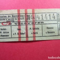 Billetes locales: REF: BIT_GC_SINDI-01 - BILLETE TRANVIA BARCELONA GUERRA CIVIL SINDICATO U.G.T. C.N.T. CAPICUA 41414