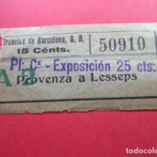 Billetes locales: REF: BIT_GC_SINDI-01 - EXPOSICION BARCELONA 1929 - BILLETE TRANVIA SELLADO EXPOSICION