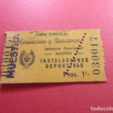 Billetes locales: REF: CAREBI_01 COLECCION CAREBI - OBRA SINDICAL EDUCACION Y DESCANSO MADRID INSTALACIONES DEPORTIVAS