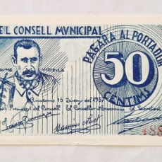 Billetes locales: BILLETE CONSELL MUNICIPAL DE RIUDOMS 50 CENTIMS T-2507 SC-