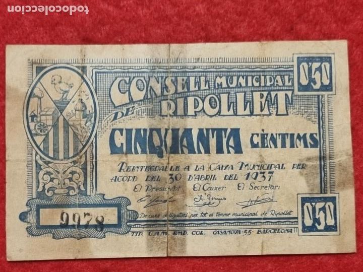 Local Banknotes: BILLETE LOCAL GUERRA 50 CENTIMOS CONSELL RIPOLLET ORIGINAL PC