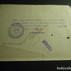 Billetes locales: UBEDA JAEN GUERRA CIVIL 1937 VALE 665 PTAS 1330 PANES CNT UGT COMITE ASENTAMIENTOS FABRICA HARINAS
