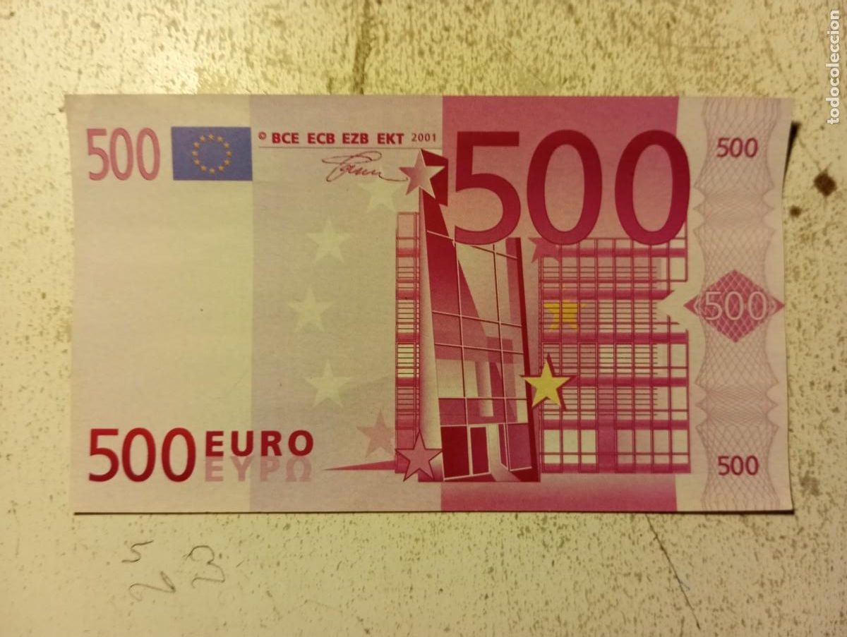 Notas locais: Billete propaganda.Compro oro. 500&euro;