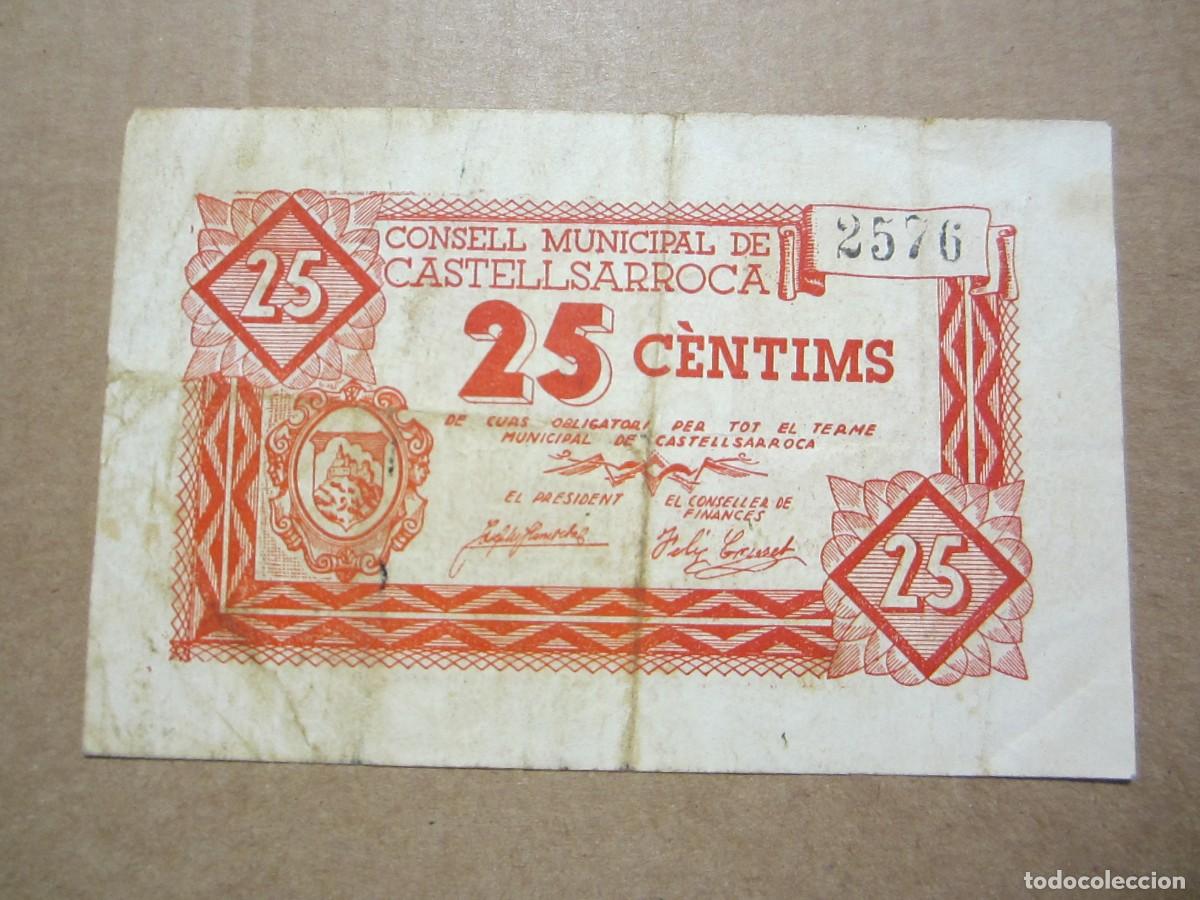 Billetes locales: 25 C&Eacute;NTIMOS DE CASTELLSARROCA - Foto 1