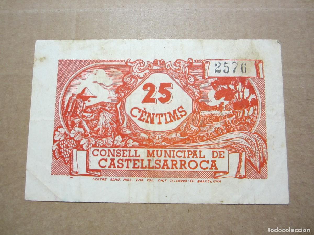Billetes locales: 25 C&Eacute;NTIMOS DE CASTELLSARROCA - Foto 2