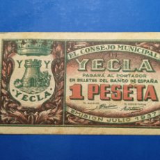 Billetes locales: YECLA ( MURCIA ) 1 PESETA EBC