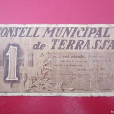 Billetes locales: BILLETE LOCAL 1 PESETA TERRASA 1937 GUERRA CIVIL