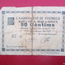Billetes locales: BILLETE LOCAL 50 CENTIMOS VOLTREGA 1937 GUERRA CIVIL